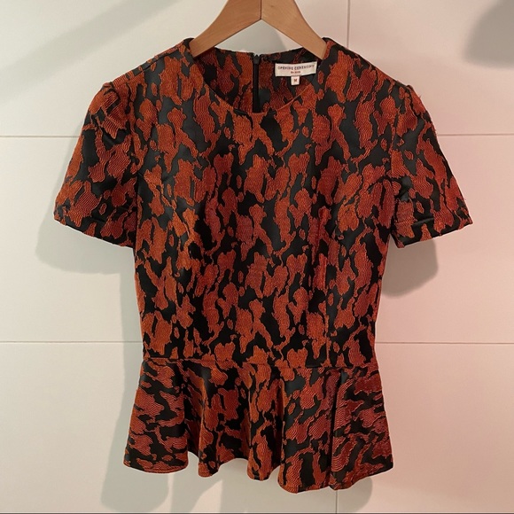 Opening Ceremony - Peplum top in orange jacquard - Picture 1 of 8